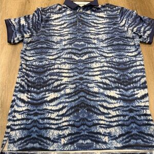 Greyson Blue and White Textured Polo Shirt